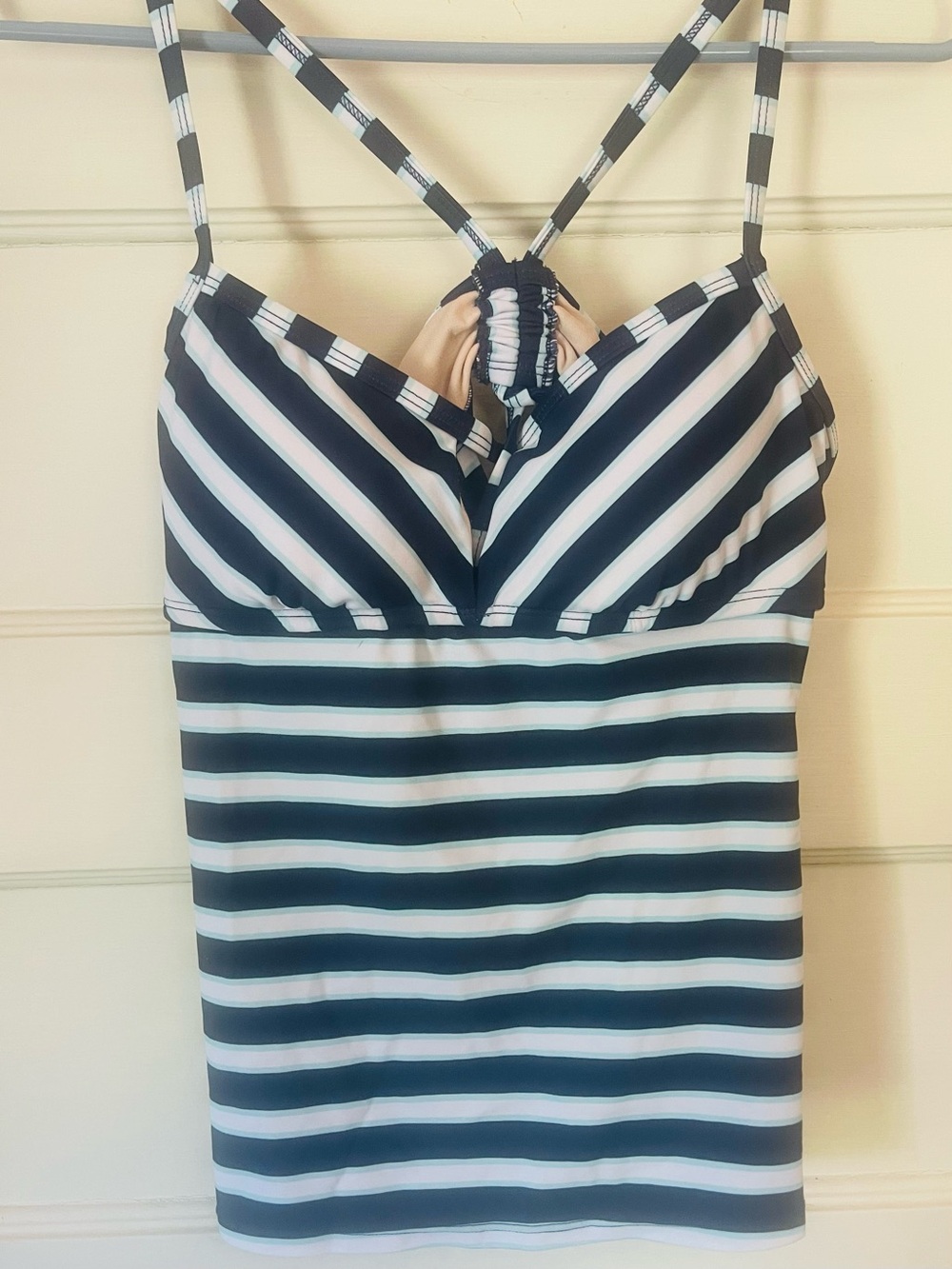 Kona Sol Striped Navy blue and White Tankini Top - Women size S.